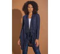 Klass. Lace Trim Knitted Cardigan In Midnight Midnight 14