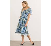 Klass. Leaf Printed Floral Lace Dress In White White 22