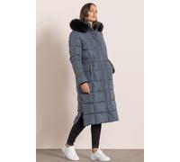Klass. Longline Faux Fur Trim Puffer Coat In Dark Grey Dark Grey XXL