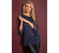 Klass. Pleated Lace Evening Top In Midnight Midnight 12