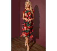 Klass. Printed Layered Chiffon Dress Red 10