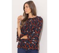 Klass. Printed Pleated Tie Neck Top In Black Black 14