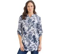 Klass Relaxed Fit Floral Print Cotton Top - White/Navy - 12