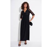 Klass. Sequin Lace Twist Front Maxi Dress In Black Black