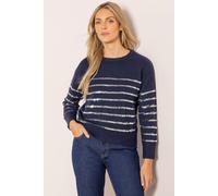 Klass. Sequin Striped Jumper In Dark Blue Dark Blue M