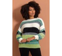 Klass. Stripe Eyelash Knit Top In Green Green M