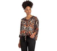 Klass Tie Front Embellished Animal Print Top - Black/Orange - 18