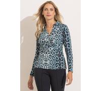 Klass. Twist Front Embellished Print Shirt Top In Teal Teal 12