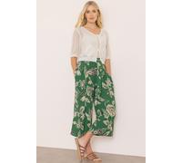 Klass. Women's Botanical Printed Wide Leg Cropped Trousers in Khaki | Size: 22 Klass. Khaki 22