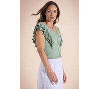 Klass. Women's Diamond Foil Printed Jersey Top in Khaki | Size: 2XL
