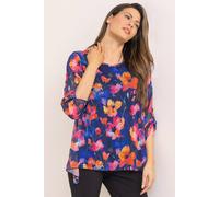 Klass. Women's Garden Print Dip Hem Top in Midnight | Size: 2XL