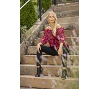 Klass. Women's Layered Circle Applique Mesh Top in Wine | Size: Large Klass. Wine L