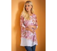 Klass. Women's Layered Leaf Print Tunic Top in White | Size: Small Klass. White S
