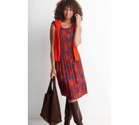 Klass. Women's Pleated Floral Print Dress in Indigo | Size: 2XL