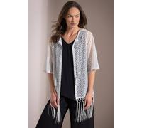 Klass. Women's Tassel Trim Cover Up in White | Size: Large