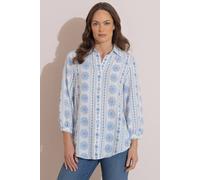Klass. Women's Textured Floral Print Blouse in White | Size: 10