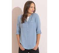 Klass. Women's Washed Turn Up Sleeve Shirt in Pale Blue | Size: 10
