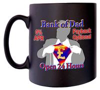 Klassek Bank of Dad Pound Credit Joke Funny Mug for Men Coffee Tea 10oz Black Satin Gift Present