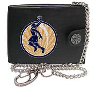 Klassek Basket Ball Player in Circle Basketball Sport Mens Wallet with Chain Real Leather RFID Blocking with Coin Pocket and Metal Gift Box