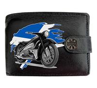 Klassek Biker Classic Vintage Motorbike Motorcycle Scotland Flag Mens Wallet Gift Box Brand Real Black Leather RFID Blocking with Coin Pocket