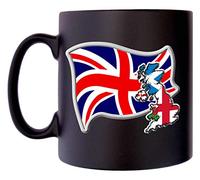 Klassek British Flag Britain Map Mug Coffee Tea 10oz Black Satin Coat of Arms COA Union Jack Four Countries