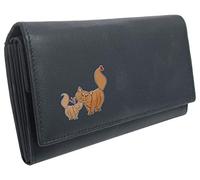 Klassek Cats in Love Womans Blue Navy Purse Brand Image on Real Animal Leather Cat Couple Accessory Gift