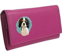 Klassek Cavalier King Charles Spaniel Womans Pink Purse Dog Lover Owner Brand Image on Real Animal Leather RFID Puppy Accessory Gift