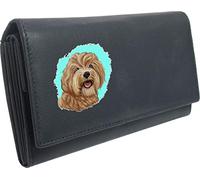 Klassek Cavapoo Womans Blue Navy Purse Dog Lover Owner Brand Image on Real Animal Leather RFID Puppy Accessory Gift