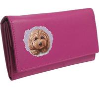 Klassek Cockapoo Tan Womans Pink Purse Dog Lover Owner Brand Image on Real Animal Leather RFID Puppy Accessory Gift