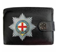 Klassek Coldstream Guards Image Men Wallet Real Leather Cap Badge Emblem Military Crest Insignia RFID Blocking with Coin Pocket and Metal Gift Box