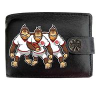 Klassek England Rugby Gorilla English Rose Caricature Shirt Mens Wallet Real Black Leather RFID Blocking with Coin Pocket and Metal Gift Box