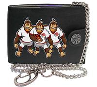 Klassek England Rugby Gorilla English Rose Caricature Shirt Mens Wallet with Chain Real Leather RFID Blocking with Coin Pocket and Metal Gift Box