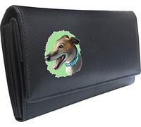 Klassek English Greyhound Womans Black Purse Dog Lover Owner Brand Image on Real Animal Leather RFID Puppy Accessory Gift