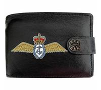 Klassek Fleet Air Arm Image Men Wallet Real Leather Cap Badge Emblem Military Crest Insignia RFID Blocking with Coin Pocket and Metal Gift Box