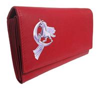 Klassek Flying Unicorn Womans Red Purse Moon Brand Image on Real Animal Leather Magical Mythical Creatures Accessory Gift
