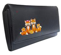 Klassek Fox Family Womans Black Purse Brand Image on Real Animal Leather Foxy Foxes Accessory Gift