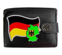 Klassek Germany Flag German Map and Coat of Arms COA Mens Wallet Real Black Leather RFID Blocking with Coin Pocket and Metal Gift Box