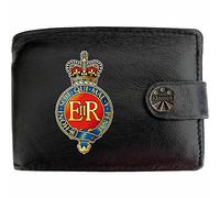 Klassek Household Cavalry Image Men Wallet Real Leather Cap Badge Emblem Military Crest Insignia RFID Blocking with Coin Pocket and Metal Gift Box