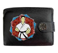Klassek Karate Martial Arts Taekwondo Karate Black Belt Mens Wallet Real Black Leather RFID Blocking with Coin Pocket and Metal Gift Box