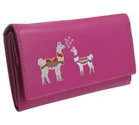Klassek Llama in Love Womans Pink Purse Brand Image on Real Animal Leather Alpacas Love Lama Accessory Gift