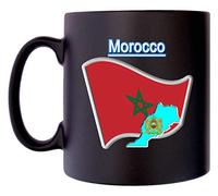 Klassek Morocco Flag Moroccan Map Mug Coffee Tea 10oz Black Satin Coat of Arms COA Crest Symbol