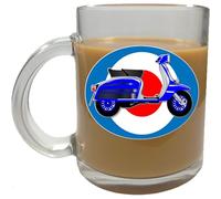 Klassek Motor Scooter Mods 60s Mpoed Flag Mod pop Art Mug Hygenic Dishwater and Microwave Safe Coffee Tea 10oz 295ml Man or Woman Present or Gift