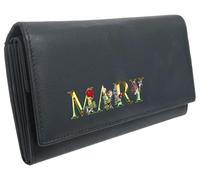 Klassek Name Womens Blue Navy Purse. Personalise, Customise, Choose The Name, Butterfly, Flowers and Bees Design, Brand, RFID Protection, Real Animal Leather, Leather Wallet, More Colours