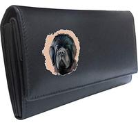 Klassek Newfoundland Womans Black Purse Dog Lover Owner Brand Image on Real Animal Leather RFID Puppy Accessory Gift