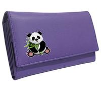 Klassek Panda Womans Purple Purse Bamboo Brand Image on Real Animal Leather Giant Kung Fu Accessory Gift