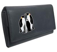 Klassek Penguin Womans Blue Navy Purse Family Group Brand Image on Real Animal Leather Huddle of Pengiuns Accessory Gift
