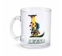 Klassek Personalised Glass Mug Custom Name & Floral Initial Coffee Cup 10oz