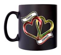 Klassek Personalised Love Themed Black Ceramic Mug with Intertwined Hearts Design, Custom Names, Birthday Christmas Valentine's Day Mothers Day Gift Present