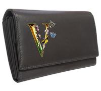 Klassek Personalized Brown Purse, Letters A to Z Initials, Alphabet Letters, Designed with Butterflies, Bees and Flowers, Real Animal Leather, RFID Protection, Multiple Colours Available, Brand