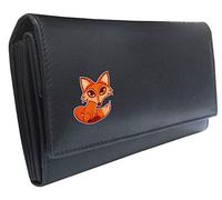Klassek Red Fox Womans Black Purse Brand Image on Real Animal Leather Foxy Foxes Accessory Gift